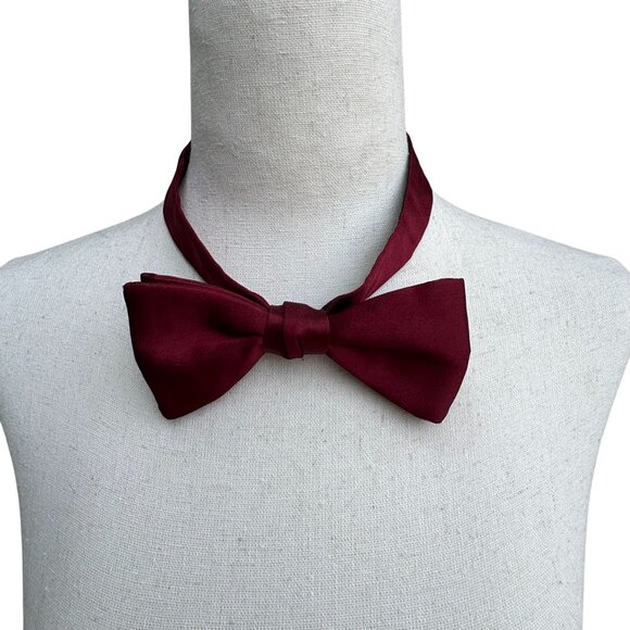 Christian Dior Vintage Mens Formal Burgundy Silk Adjustable Bow Tie Necktie OS - Picture 1 of 6